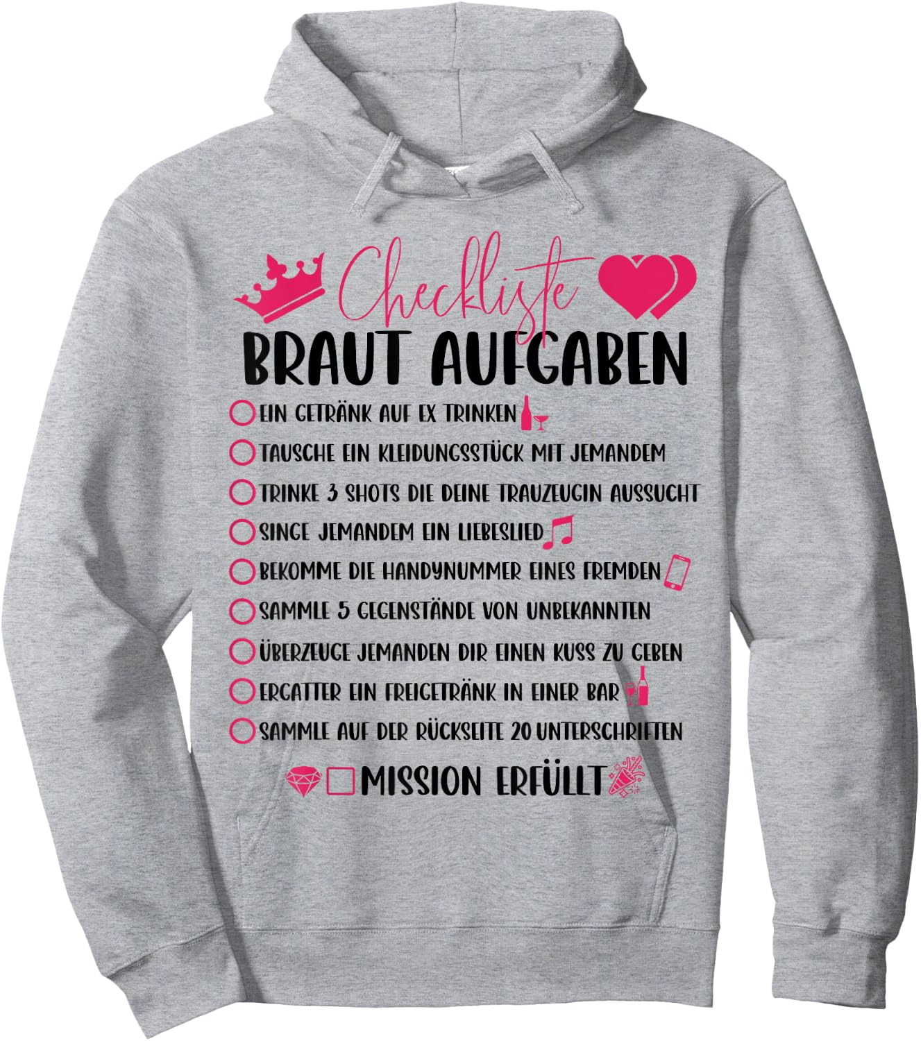 Checkliste der JGA Braut für den Junggesellinnenabschied Hoodie - Hoodie | Ash