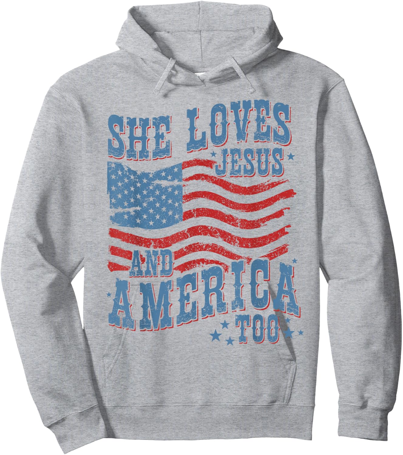 She Loves Jesus and America Too Christian 4th of July Women Hoodie - Hoodie | Ash