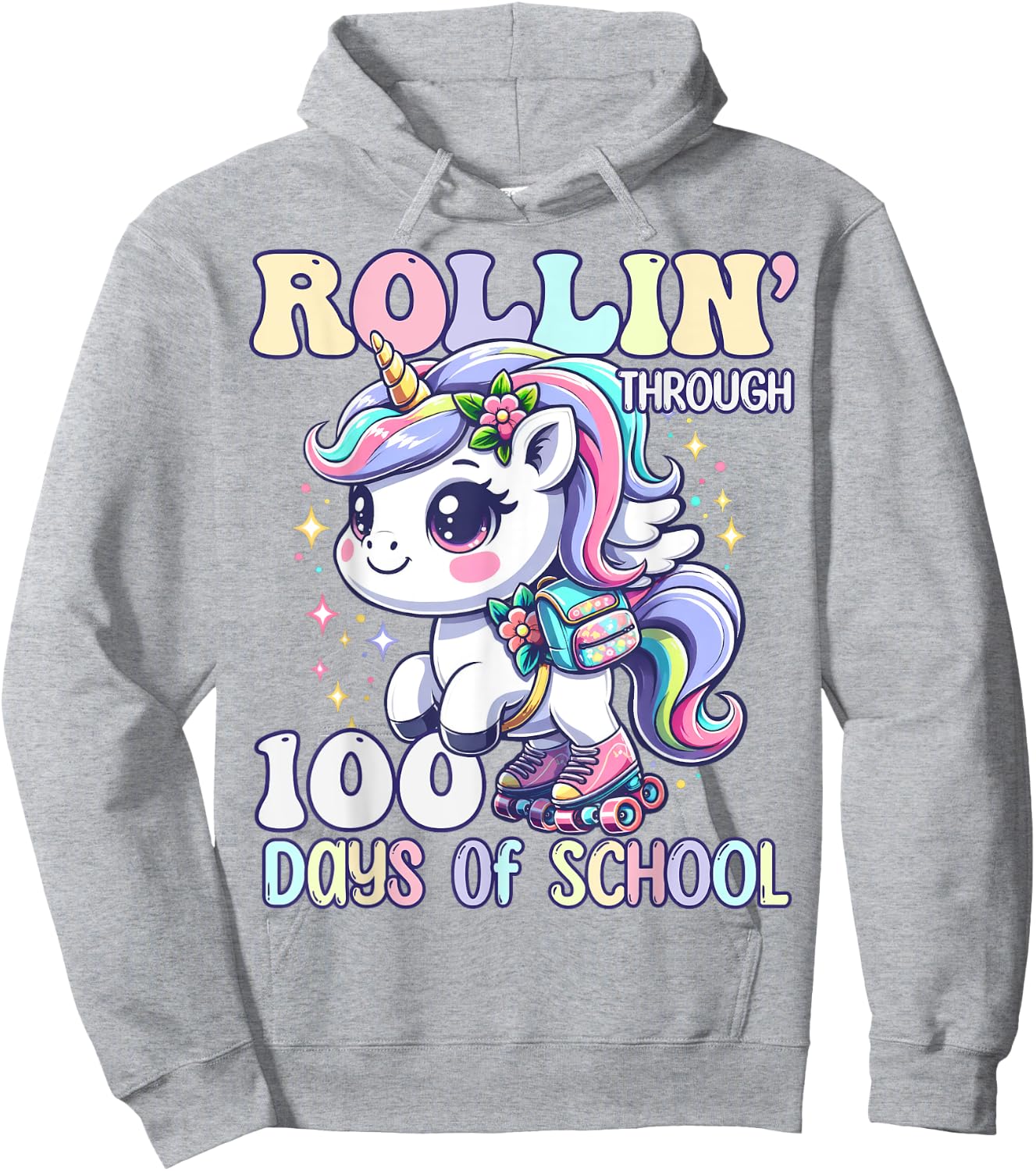 100 Days of School Girls Teacher 100th Day Unicorn Outfit Hoodie - Hoodie | Ash