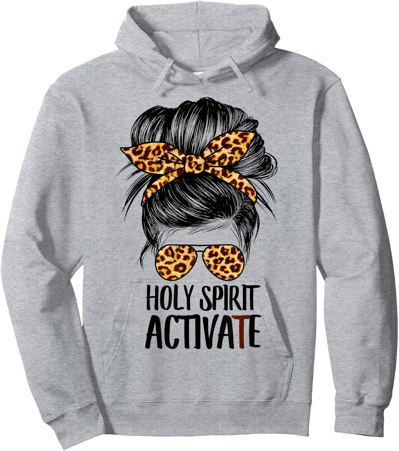 Trendy Religious Holy Spirit Cool Mom Life Leopard Print Hoodie - Hoodie | Ash