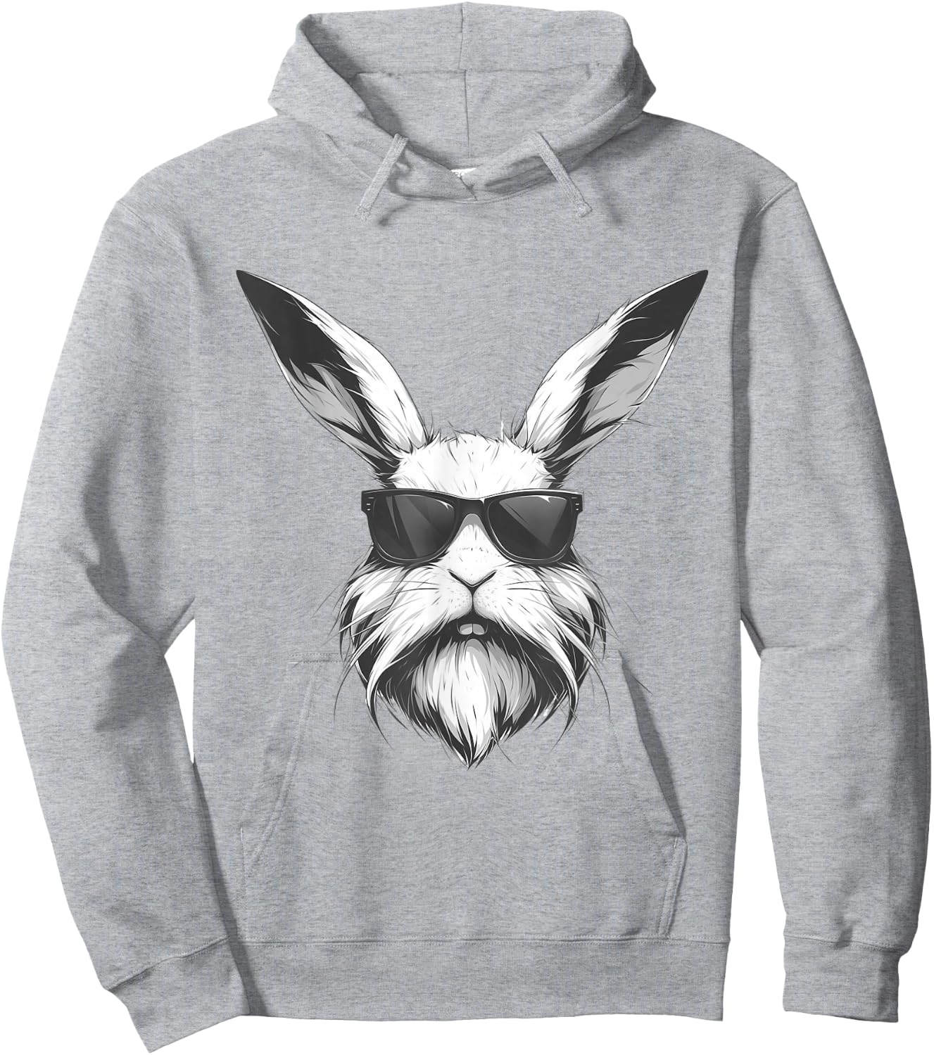 Beard Bunny Face With Sunglasses Easter Day 2024 Men Boy Kid Hoodie - Hoodie | Ash