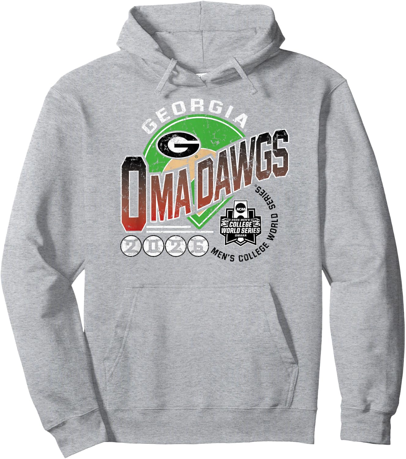 Georgia Bulldogs College World Series 2026 Baseball Omadawgs Hoodie - Hoodie | Ash