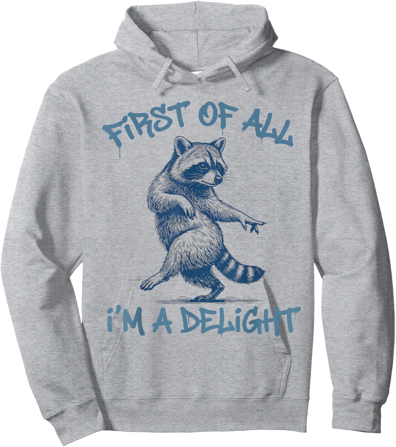 First of All Im A Delight Funny Raccoon Sarcastic Men Women Hoodie - Hoodie | Ash