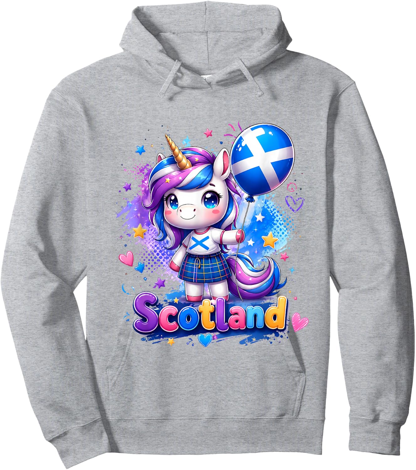 Cute Scotland Unicorn Shirt Scottish Flag Kawaii Hoodie - Hoodie | Ash
