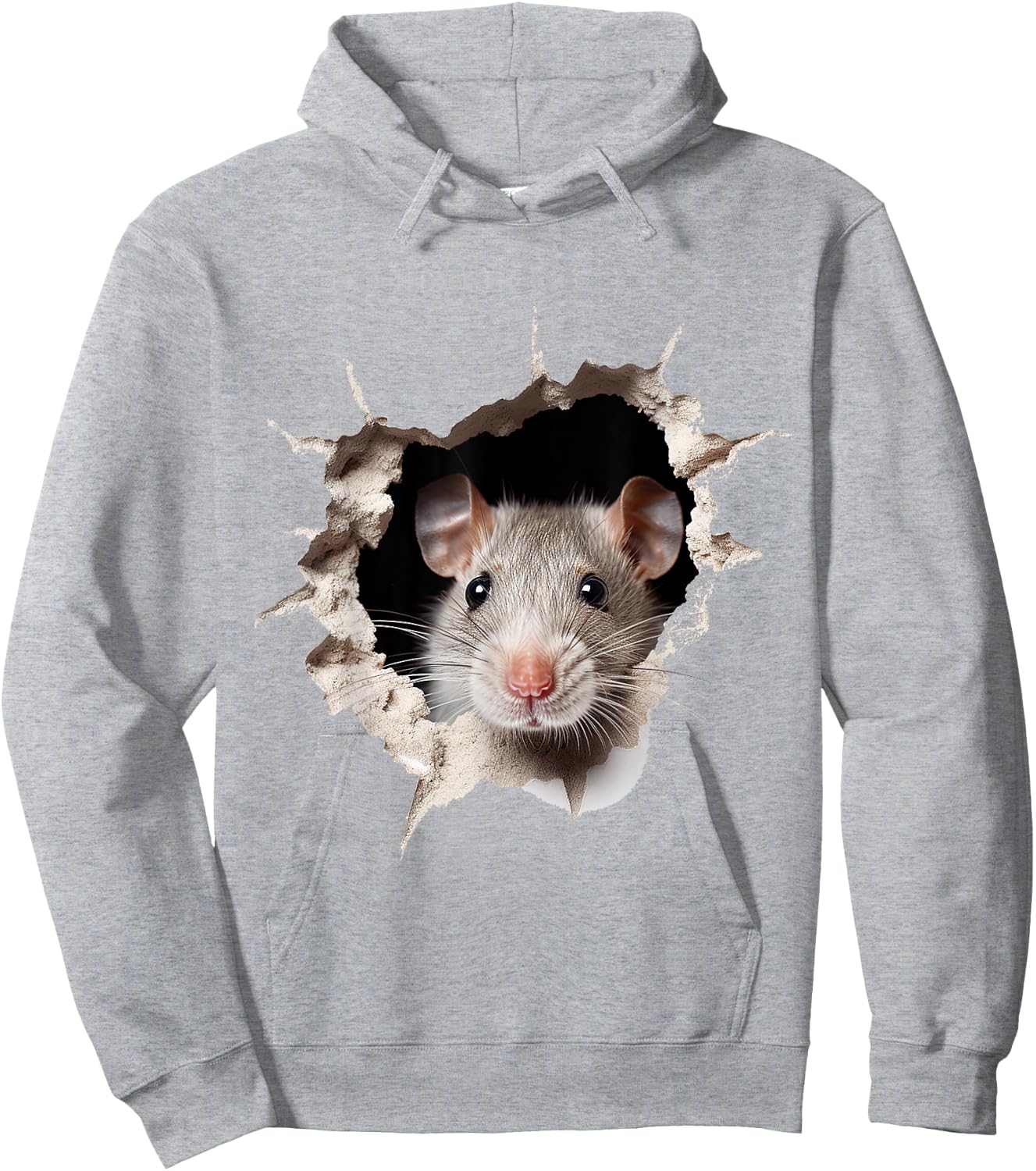 Mouse Animal Print Graphic Drawing Illustration Face Mouse , white, S Hoodie - Hoodie | Ash