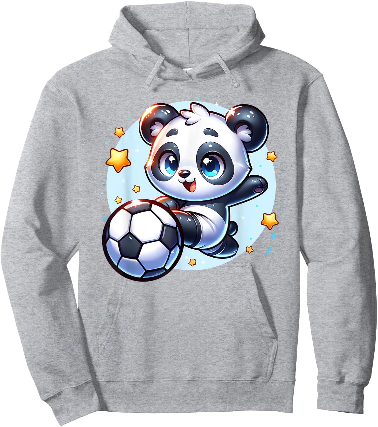 Panda Soccer Player Kicking Soccer Ball Cute Girls Graphic Hoodie - Hoodie | Ash