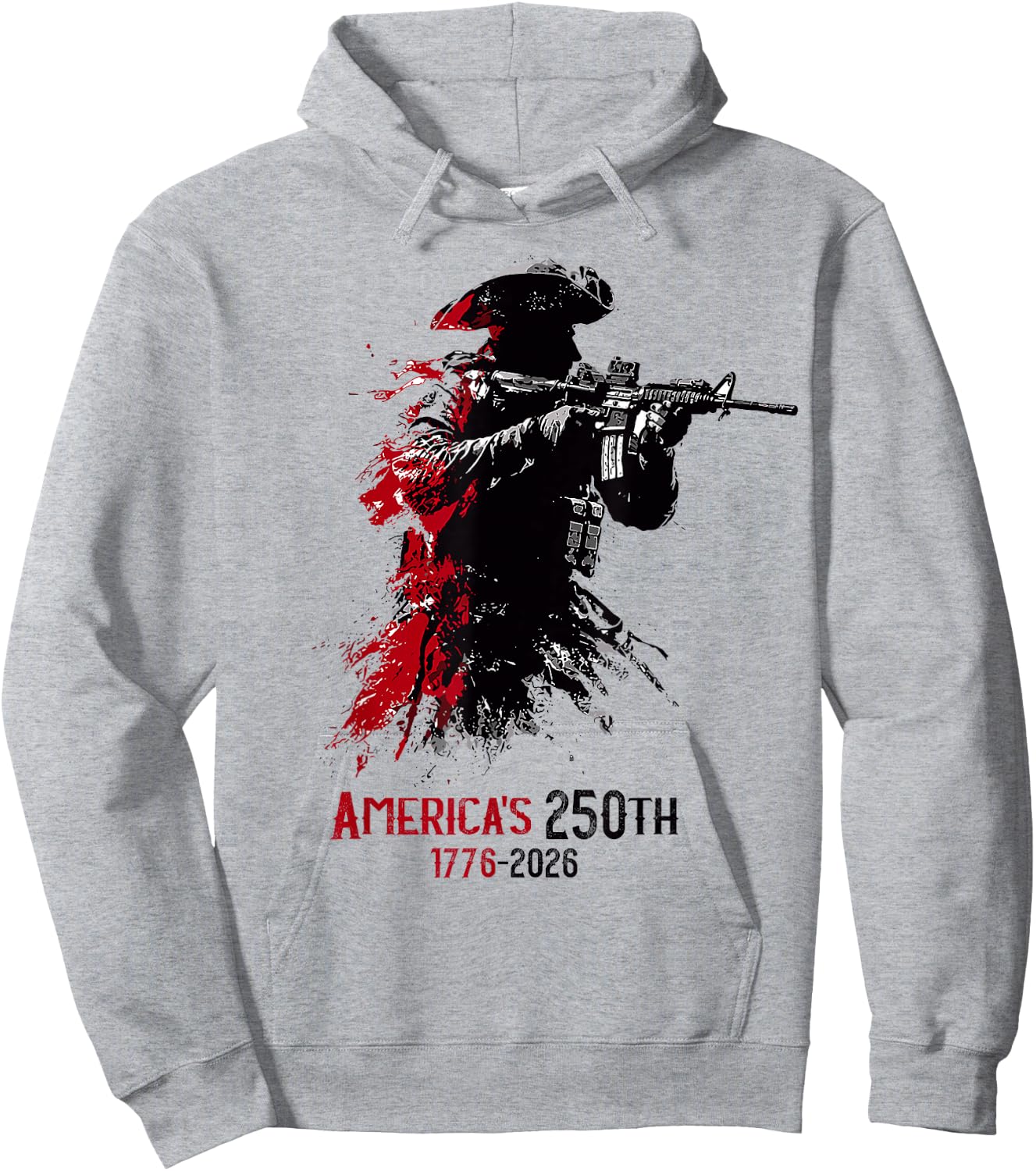 1776-2026 Patriotic Soldier 250th Anniversary 4th of July Hoodie - Hoodie | Ash