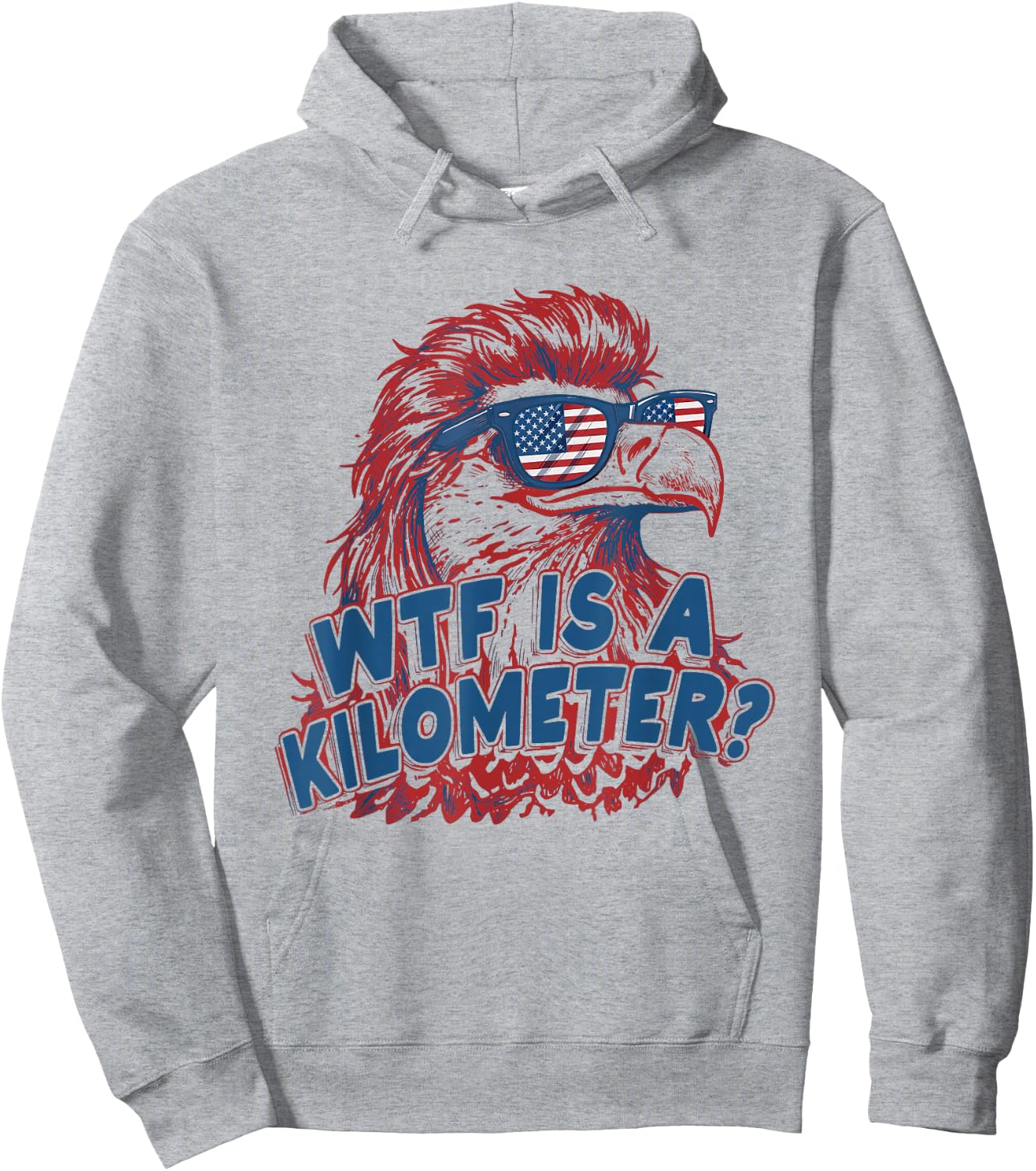 WTF is a Kilometer Eagle 4th of July Hoodie - Hoodie | Ash