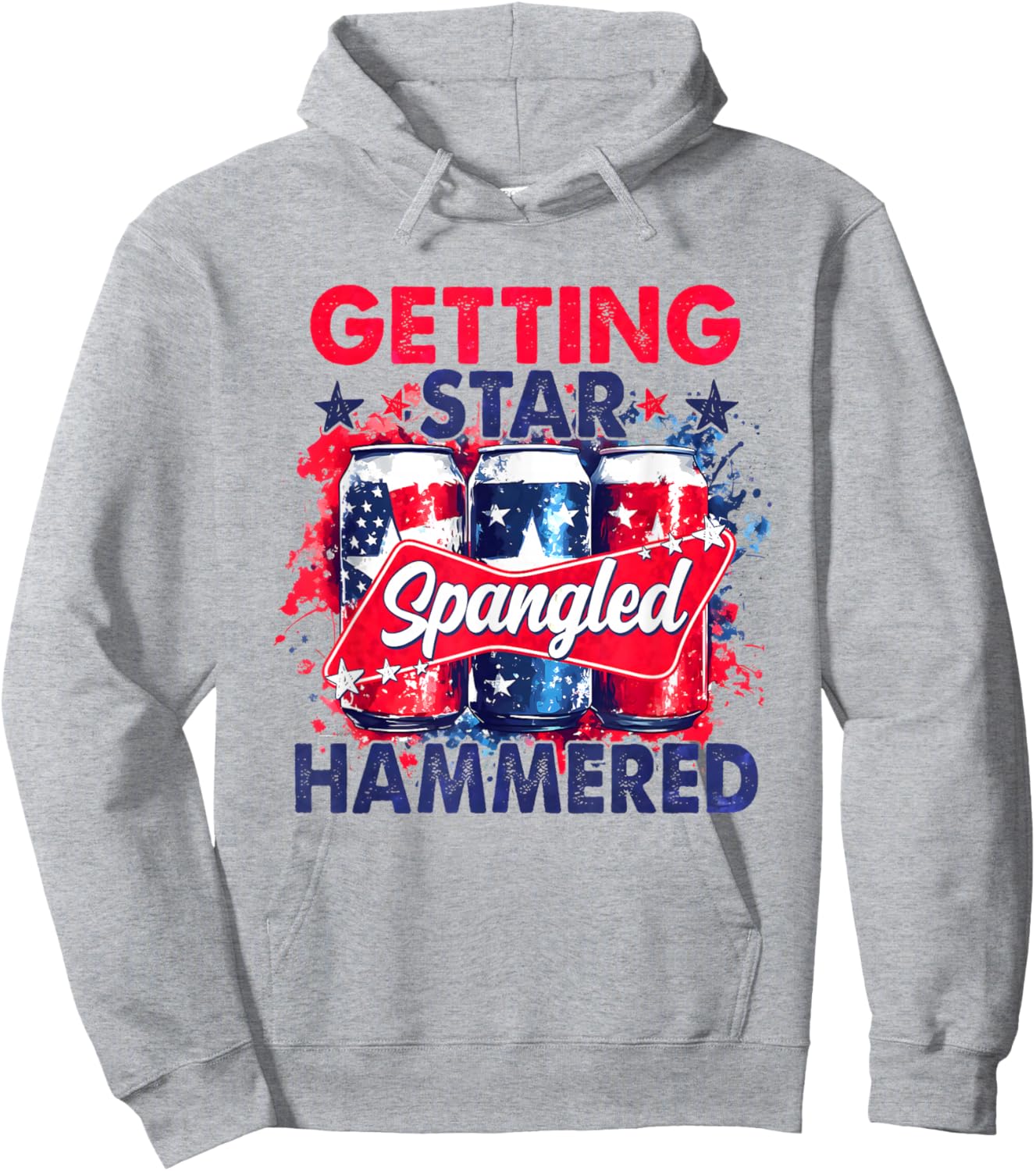 Getting Star Spangled Hammered Striped America 4th of July Hoodie - Hoodie | Ash