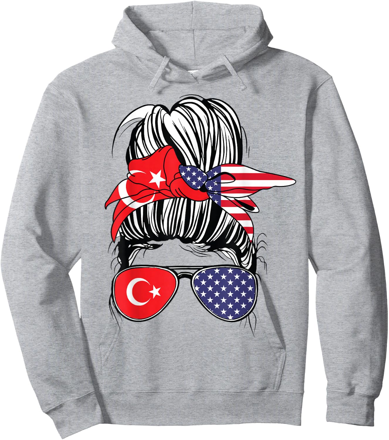 Turkey Women Turkiye Flag American Heritage USA Turkey Hoodie - Hoodie | Ash