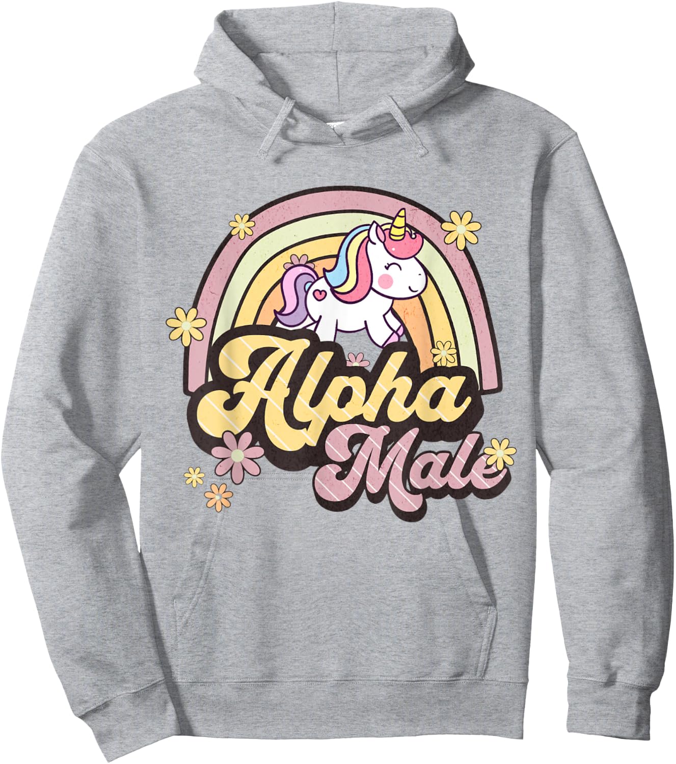 Alpha Male Unicorn Rainbow Sarcastic Ironic Weird Y2K Humor Hoodie - Hoodie | Ash
