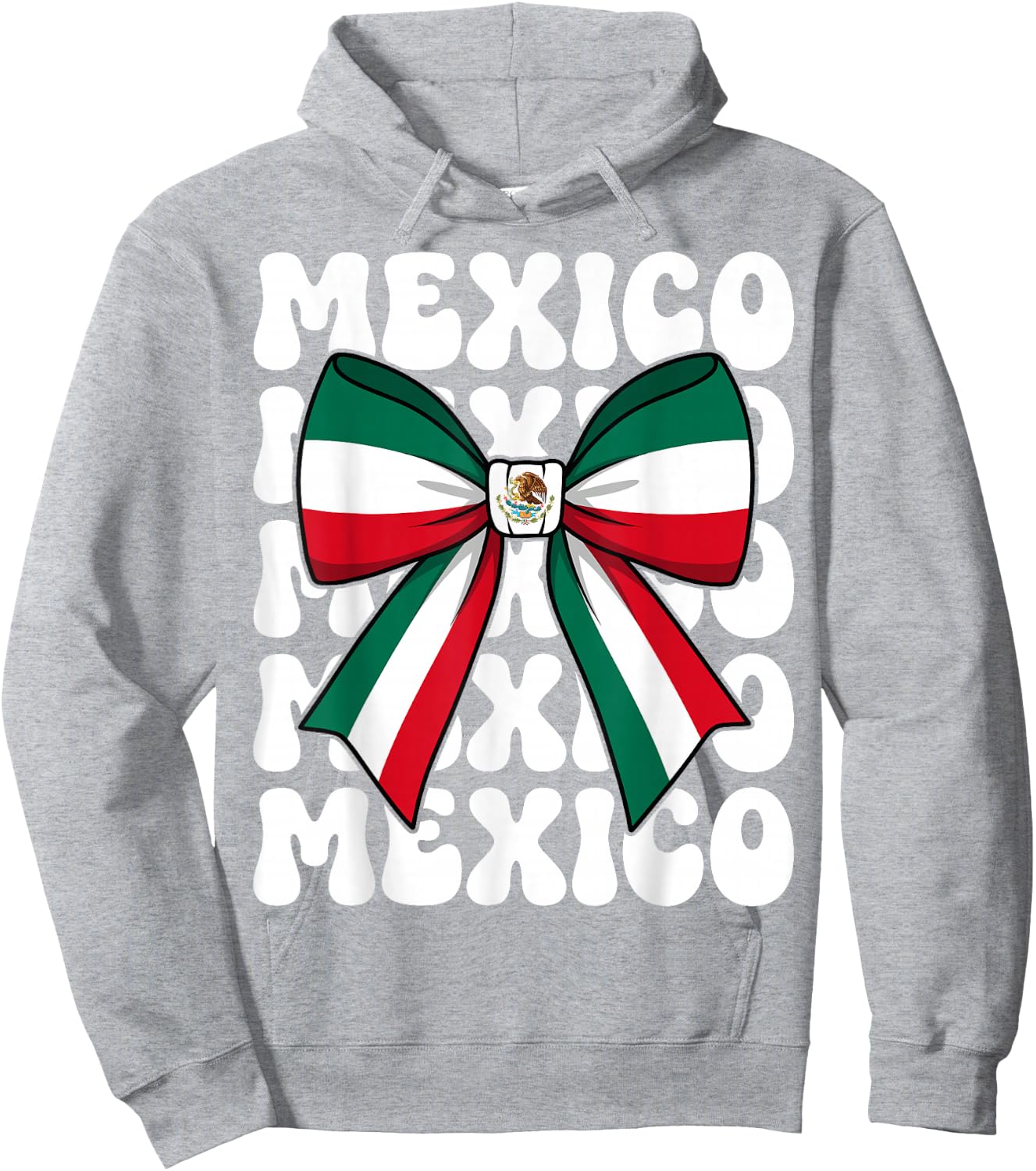 Mexico Coquette Bow Mexico Flag Cute Retro Mexican Girl Hoodie - Hoodie | Ash
