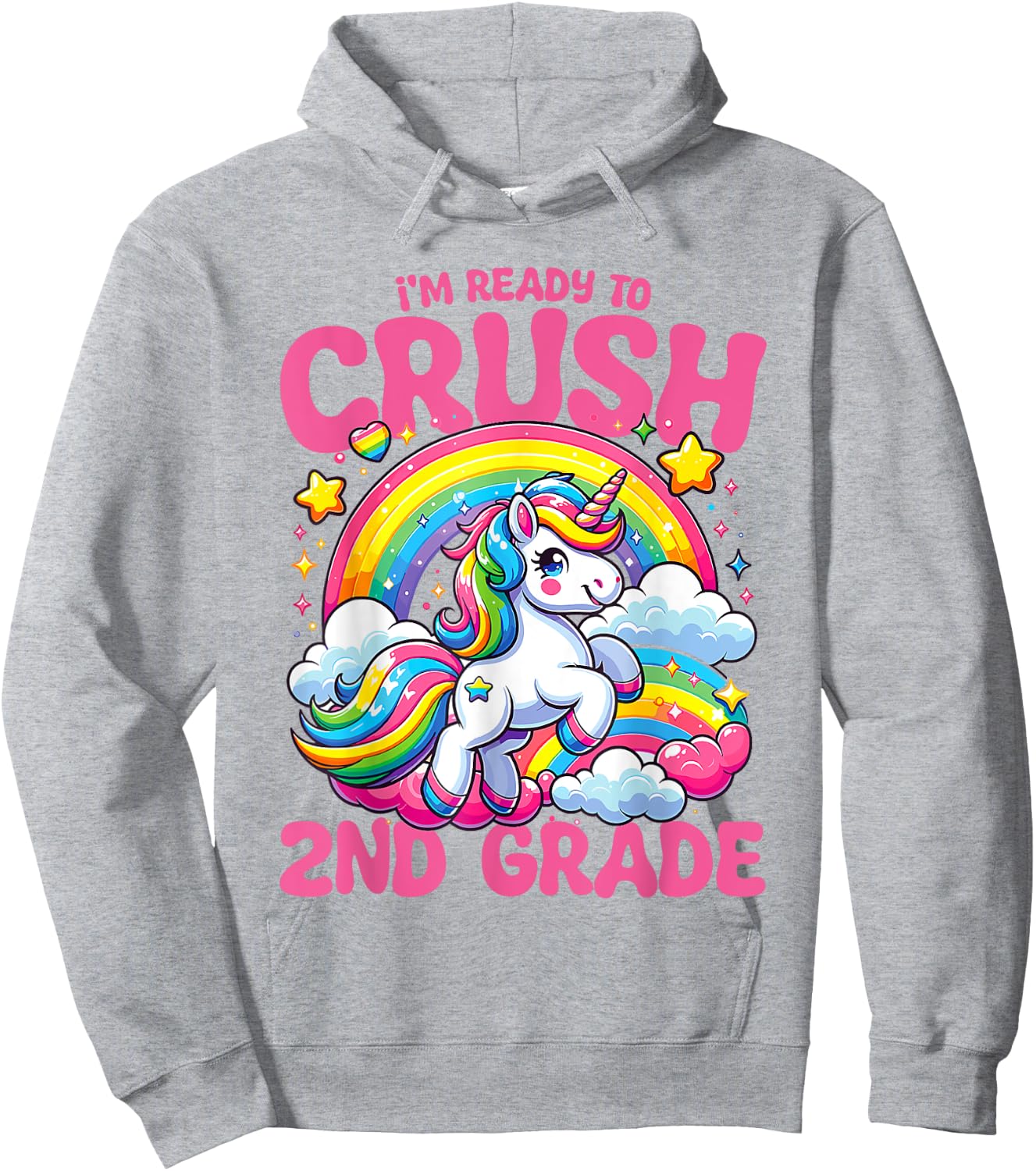 Crush 2nd Grade Unicorn Girls Teacher Back to School Hoodie - Hoodie | Ash