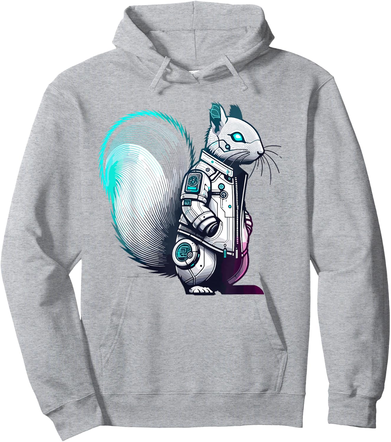 Synthwave Cyberpunk Squirrel Lover Stuff Futuristic Squirrel Hoodie - Hoodie | Ash