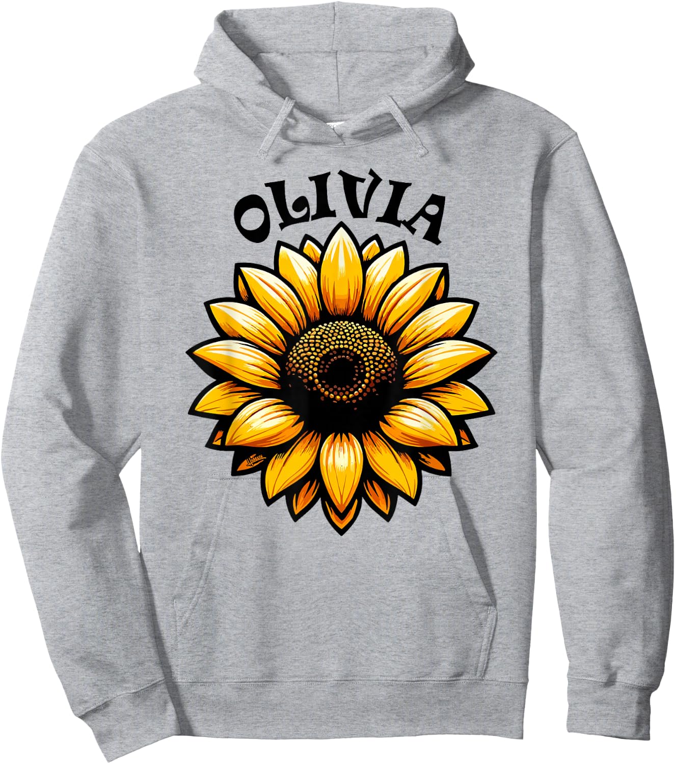 Olivia Beautiful Sunflower Design for Girls Name Olivia Hoodie - Hoodie | Ash