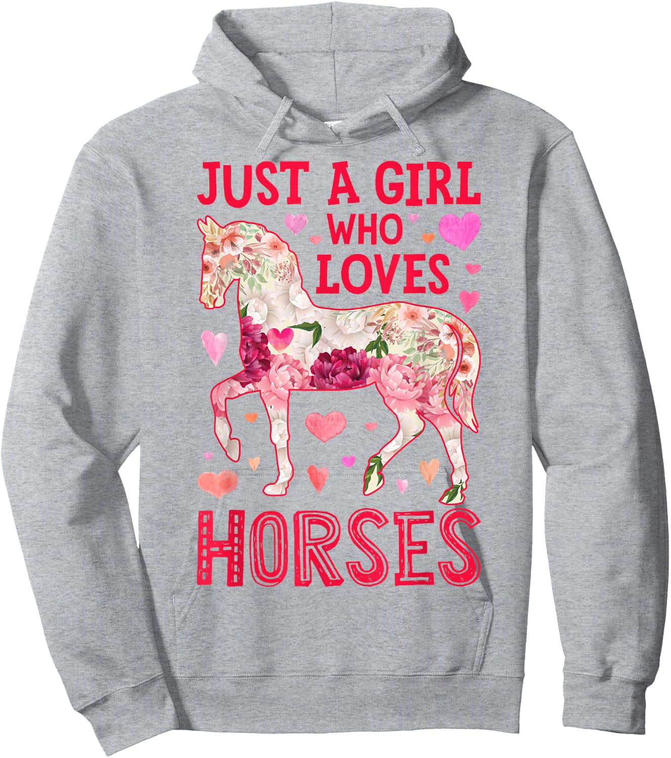 Horse Just A Girl Who Loves Horseback Riding Farm Flower Hoodie - Hoodie | Ash