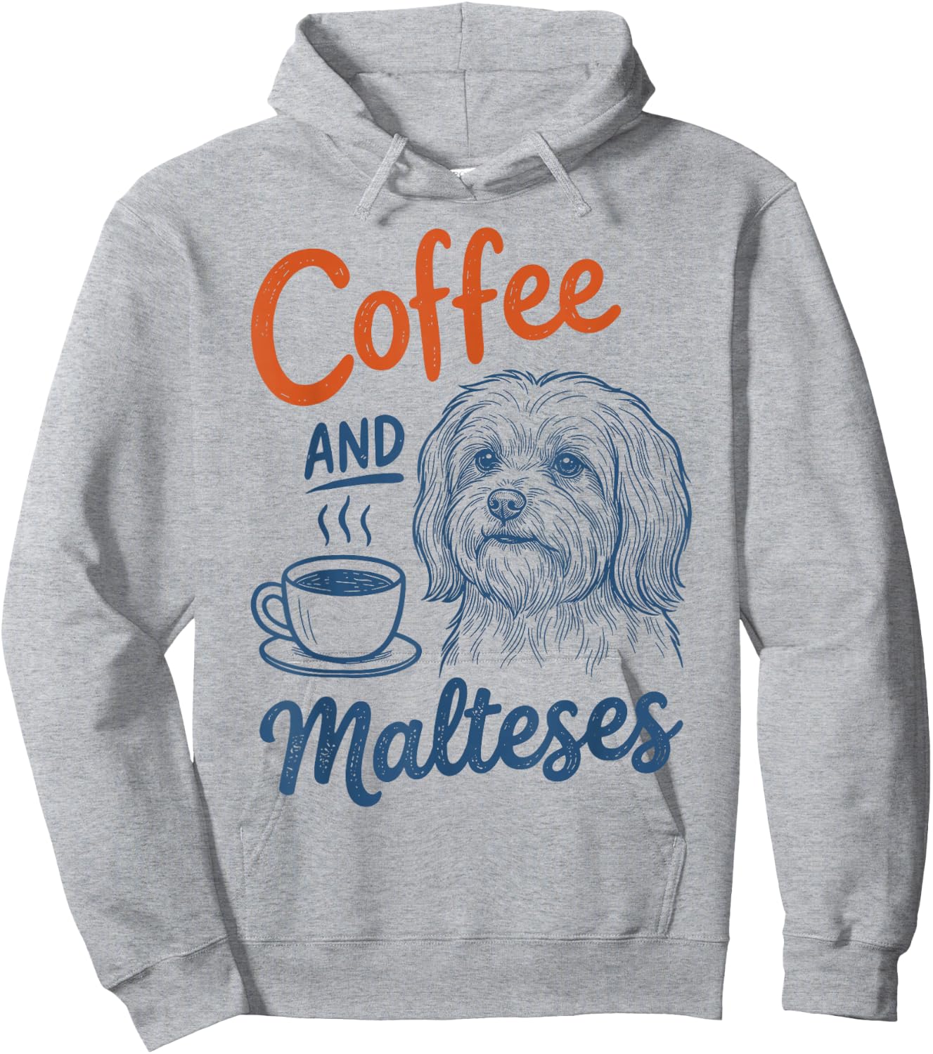 Coffee and Maltese Dog Owner Mom Dad Pet Lover Men Women Hoodie - Hoodie | Ash