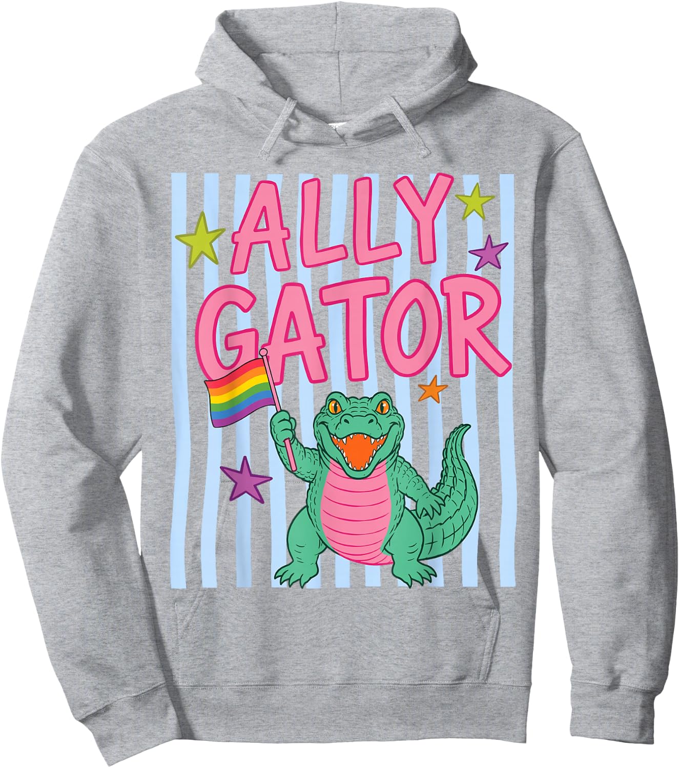 Ally Gator Rainbow Pride Alligator LGBTQ Equality Men Women Hoodie - Hoodie | Ash