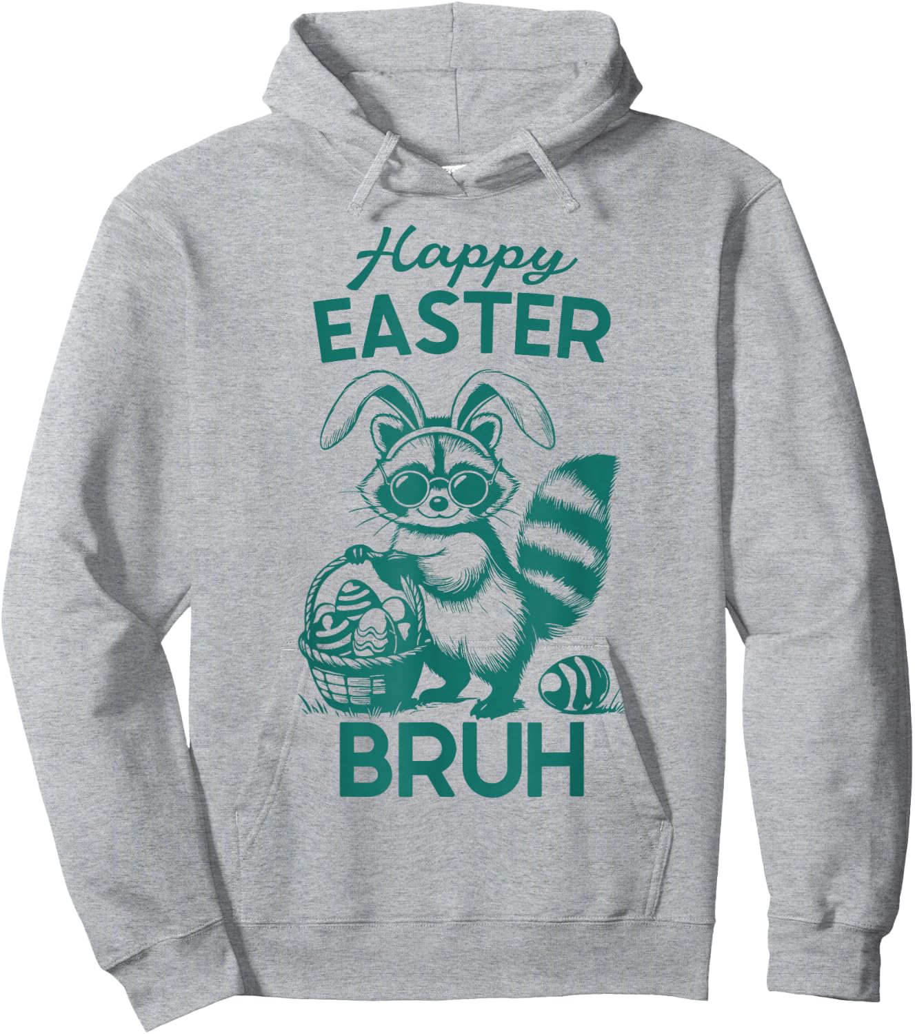 Happy Easter Bruh Raccoon Easter Bunny Rabbit Racoon Animal Hoodie - Hoodie | Ash