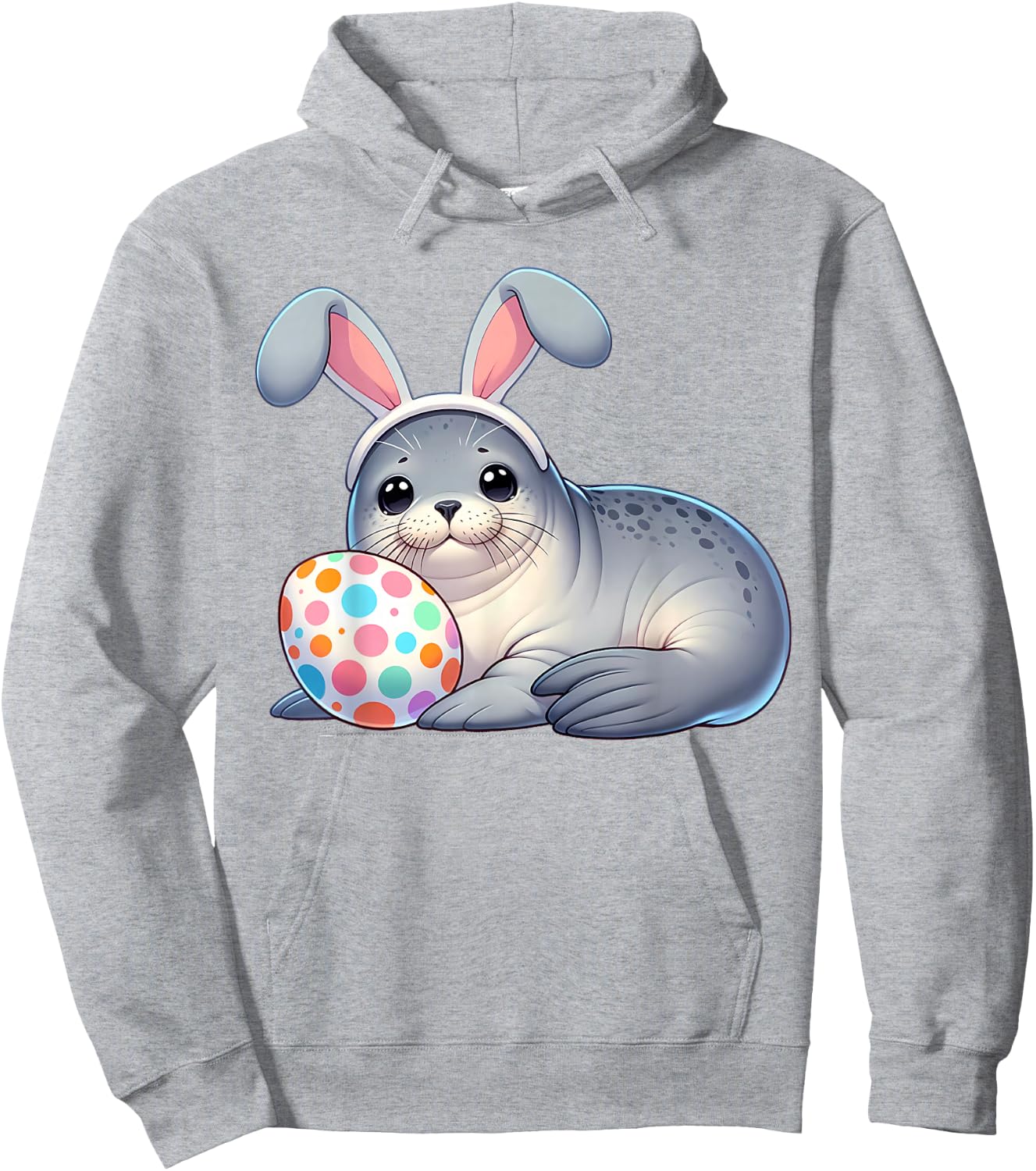 Funny Easter Seal Lovers Egg Eggs Bunny Rabbit Bunnies Hoodie - Hoodie | Ash