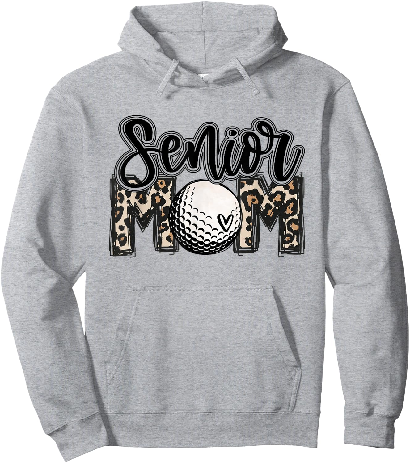 Senior Golf Mom 2026 Leopard Mama Golfing Lover Golf Player Hoodie - Hoodie | Ash