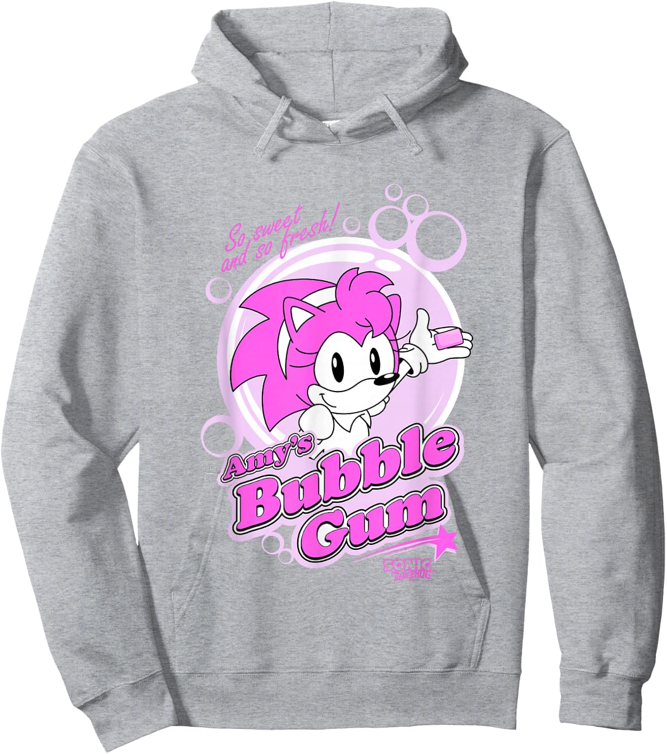 Sonic The Hedgehog Amy's Bubble Gum Sweet and Fresh Retro Hoodie - Hoodie | Ash