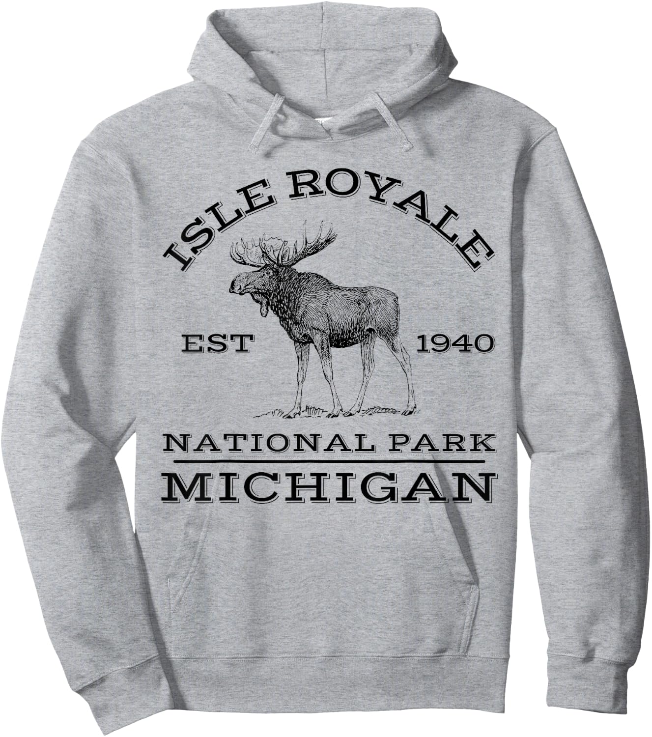 Isle Royale National Park Michigan Moose Hike Outdoors Hoodie - Hoodie | Ash