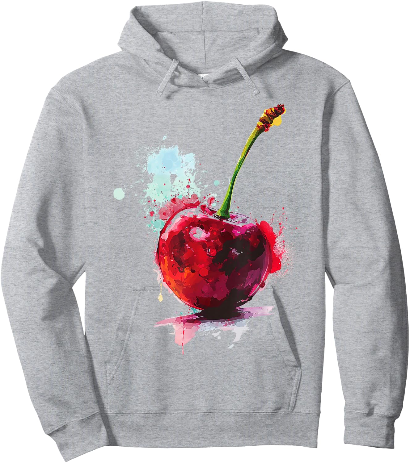 Cherry Pattern Painting , white, S Hoodie - Hoodie | Ash