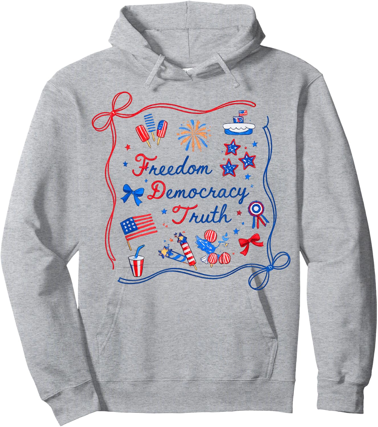 Freedom Democracy Truth Patriotic Americana USA Hoodie - Hoodie | Ash