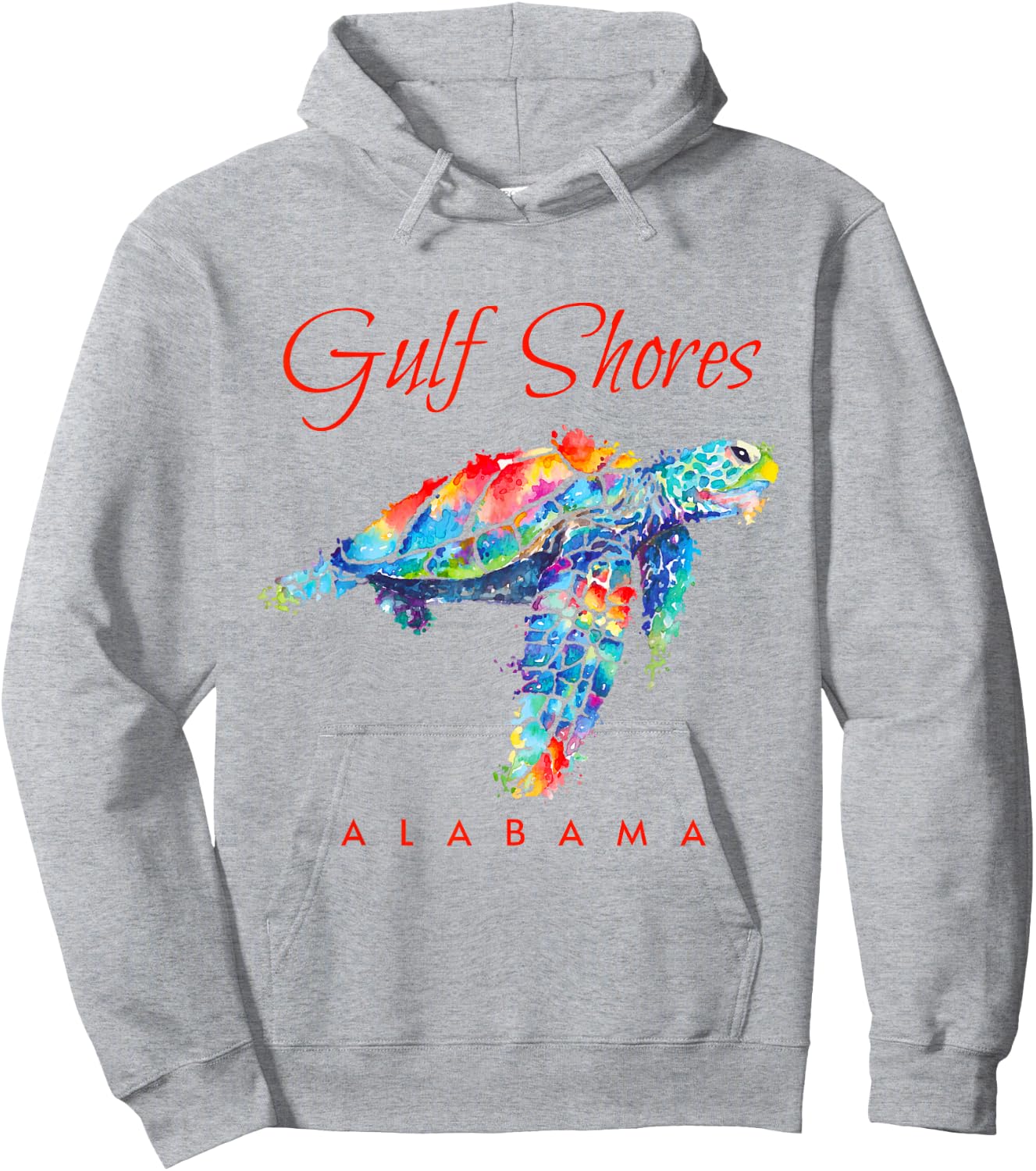 Gulf Shores Alabama Watercolor Sea Turtle Hoodie - Hoodie | Ash