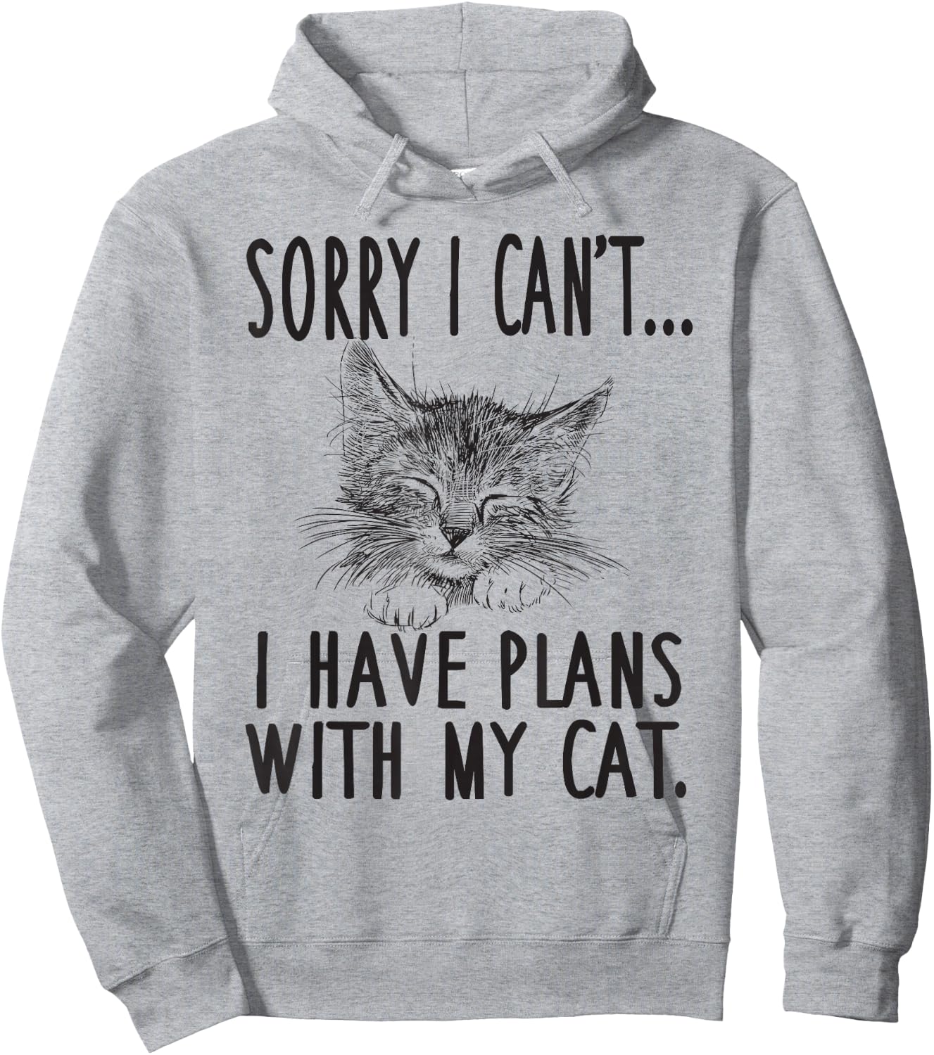 Sorry I Can't I Have Plans With My Cat Cute Cat Hoodie - Hoodie | Ash