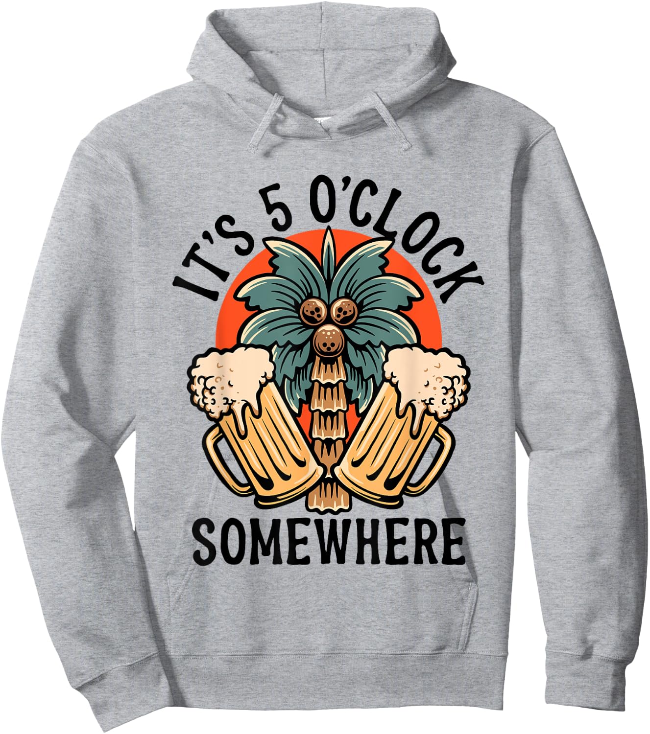 It's 5 O'Clock Somewhere Funny Day Drinking Beer Tattoo Hoodie - Hoodie | Ash