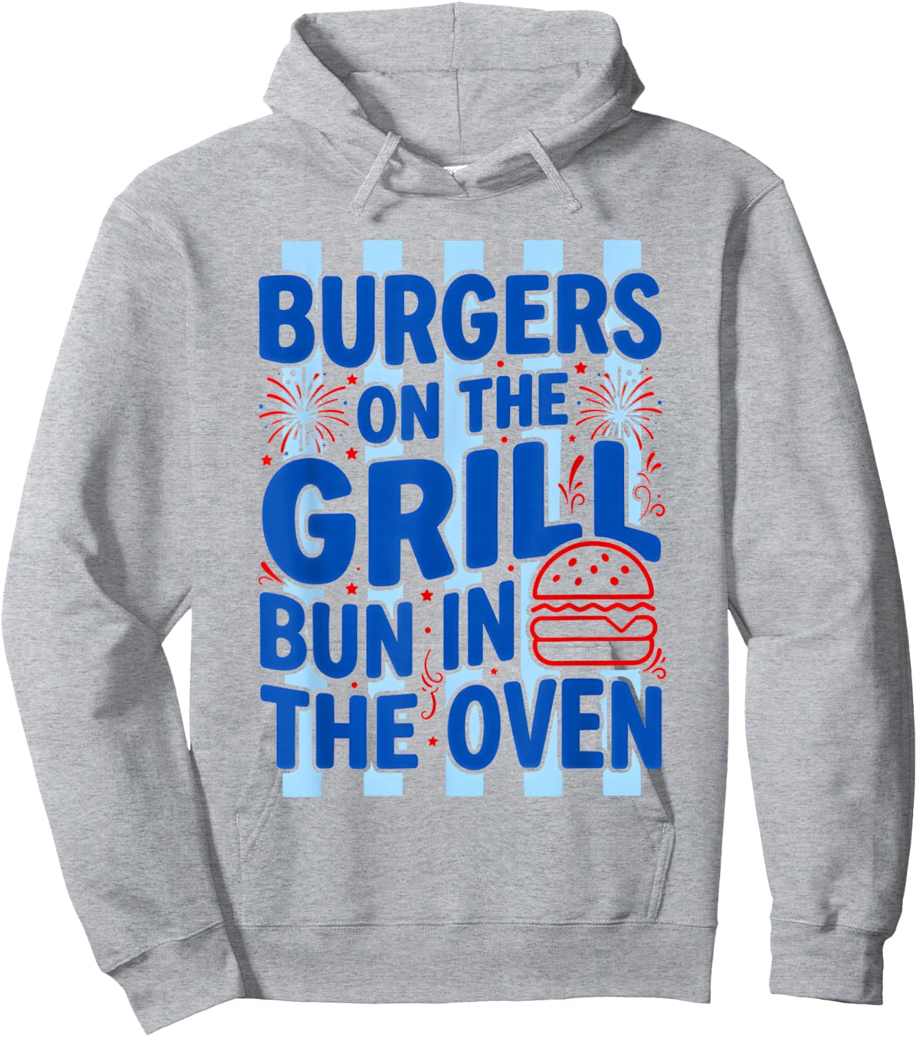 Daisy Striped Burgers On The Grill Bun in The Oven Pregnant Hoodie - Hoodie | Ash