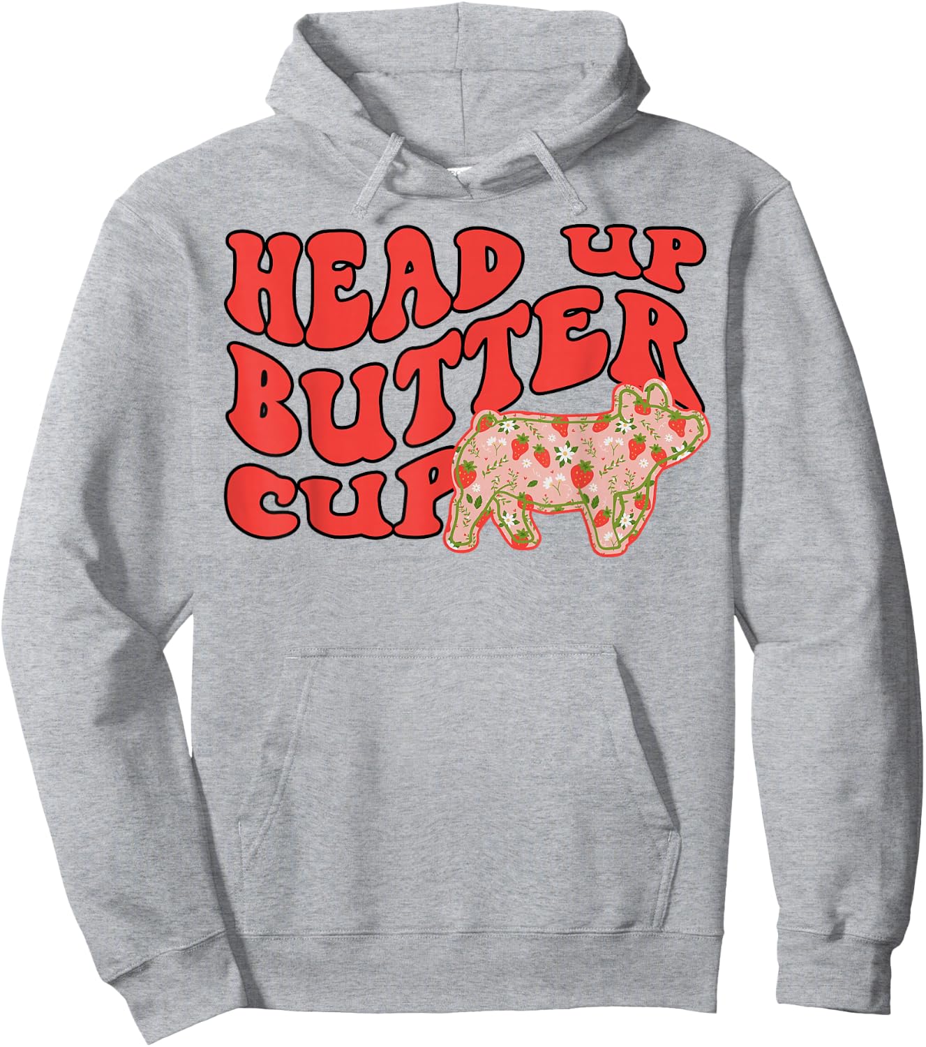 Pig Head Up Butter Cup Hoodie - Hoodie | Ash