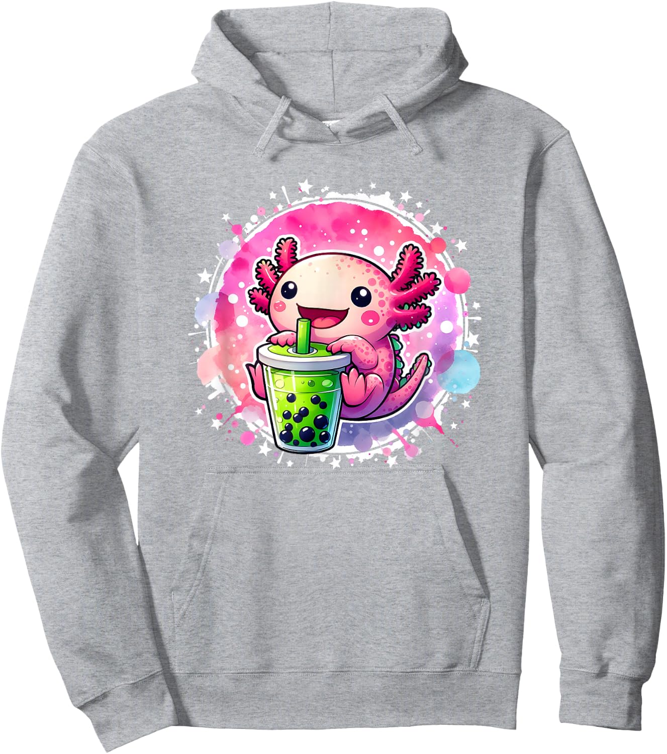 Kawaii Axolotl Drinks Boba Bubble Tea Kawaii Clothes Axolotl Hoodie - Hoodie | Ash