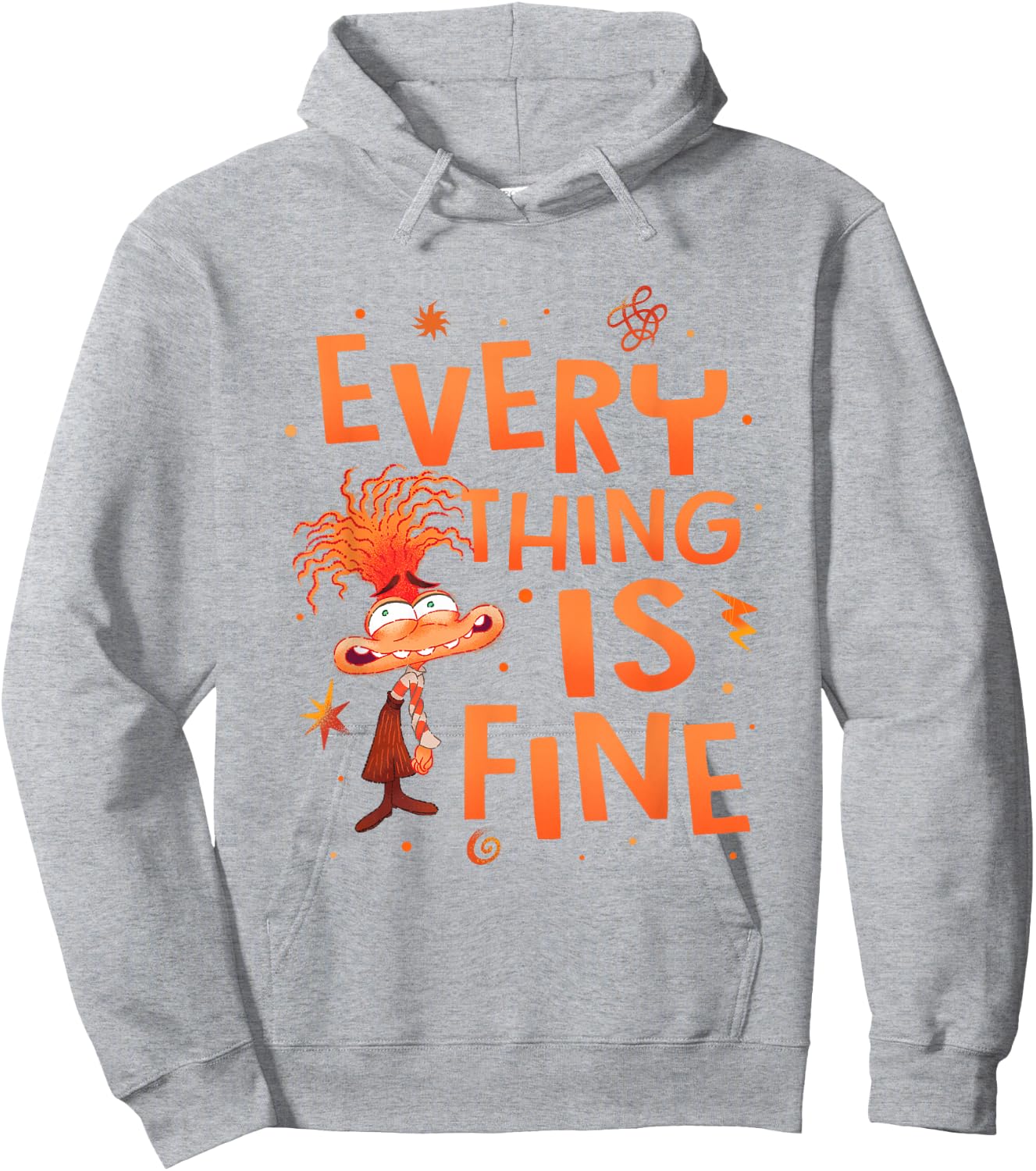 Disney Pixar Inside Out 2 Everything Is Fine Anxiety Logo , white, S Hoodie - Hoodie | Ash
