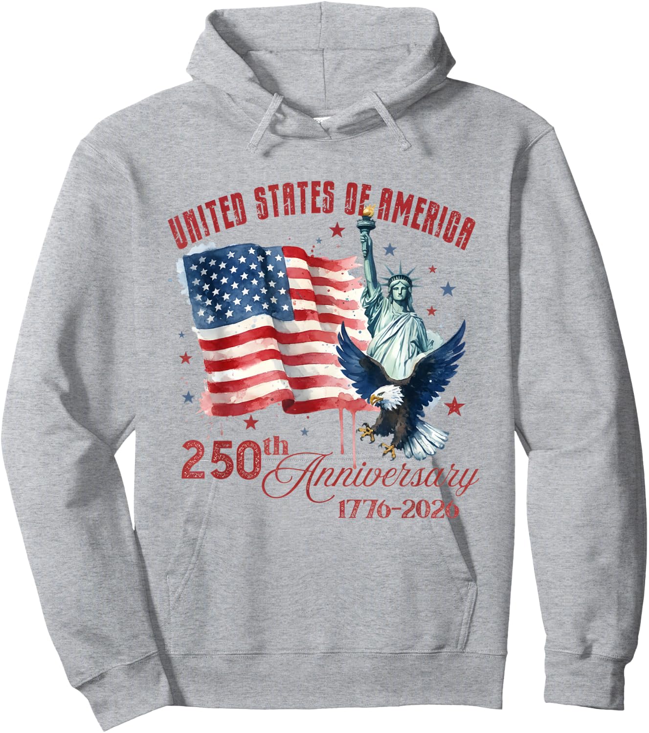 Amerika 250 Jahre USA USA Flagge 4. Juli 2026 1776 Hoodie - Hoodie | Ash
