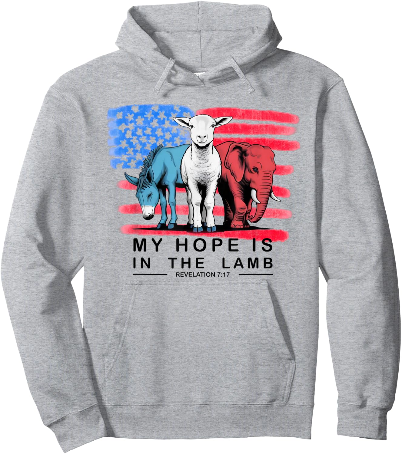 Vintage My Hope Is In The Lamb Christian God Jesus USA Flag Hoodie - Hoodie | Ash