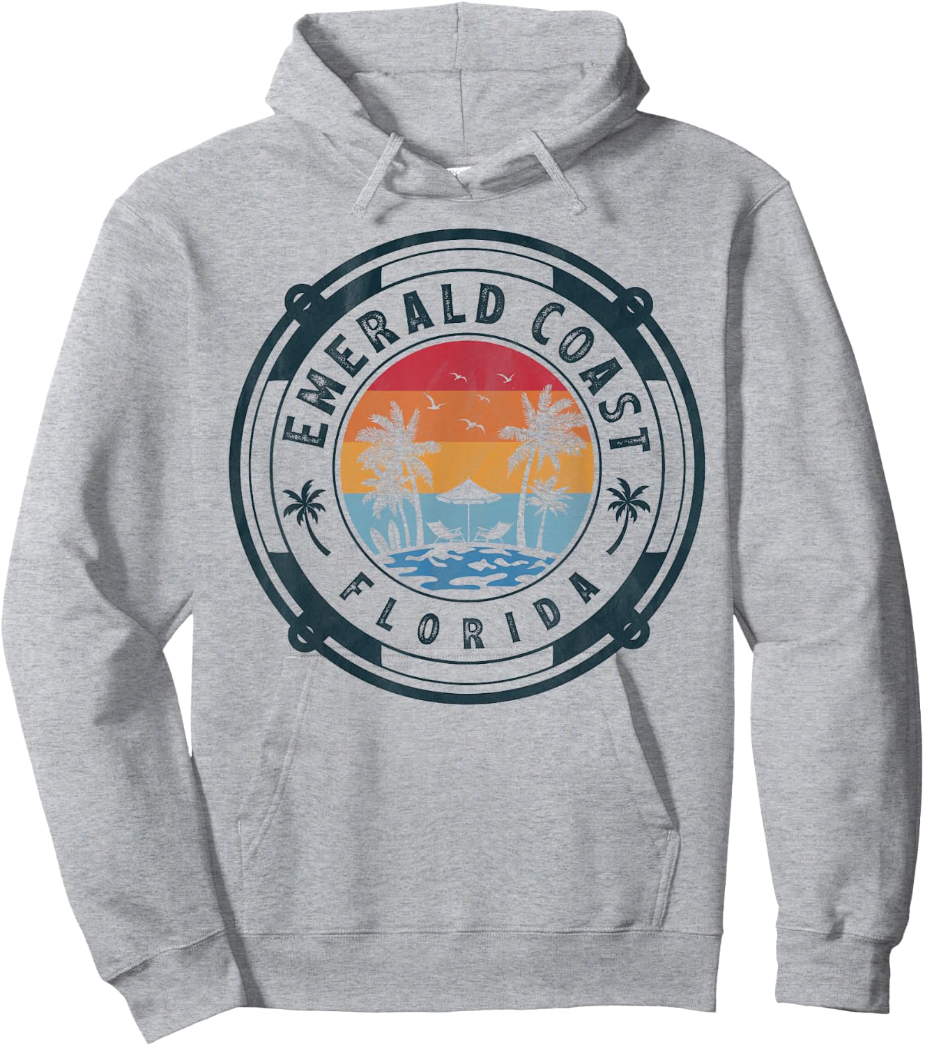 Emerald Coast Beach Florida Summer Vacation Vintage Sunset Hoodie - Hoodie | Ash