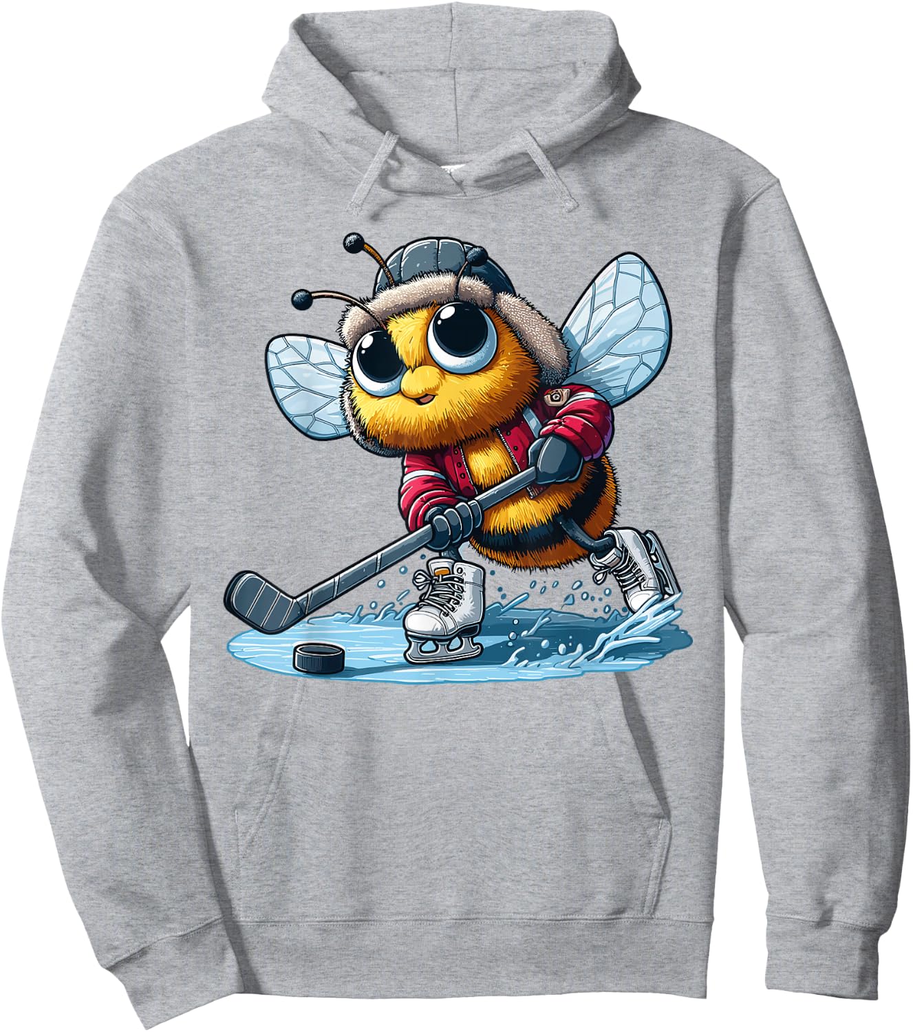 Honey Bee Hockey Player - Bee Playing The Hockey Hoodie - Hoodie | Ash