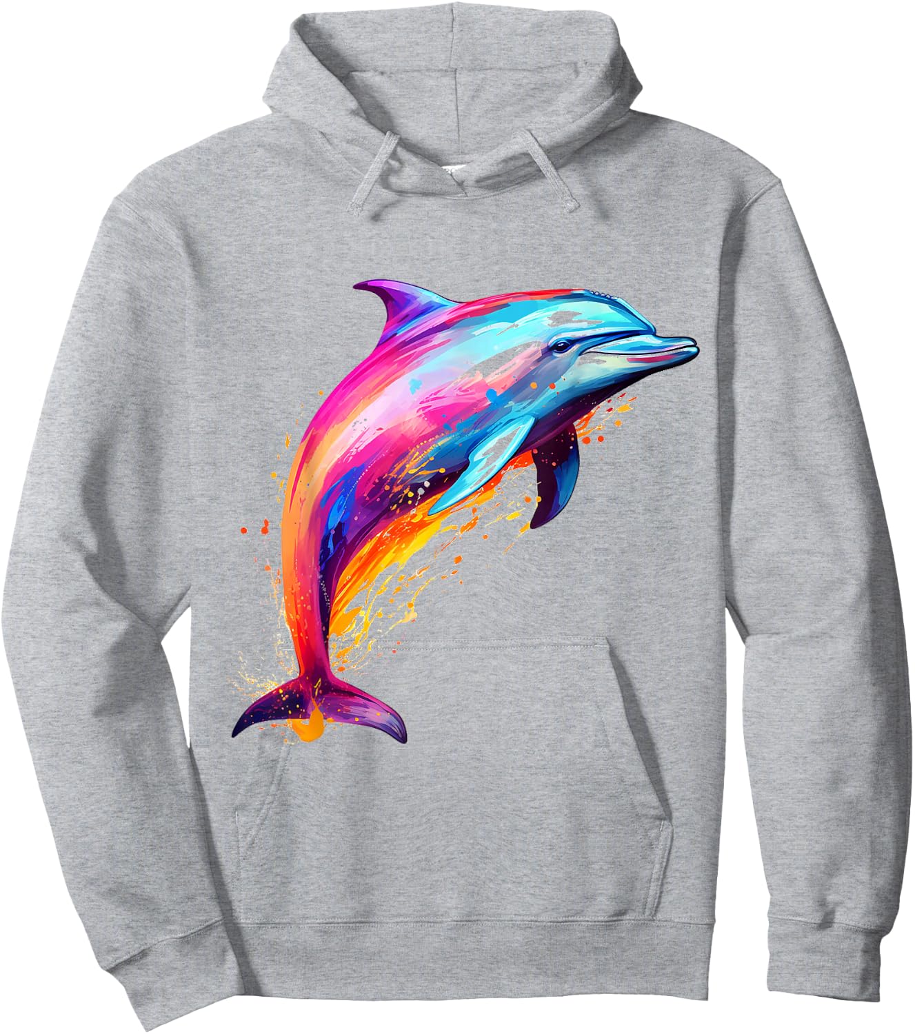 Colorful Painting Abstract Dolphin Pattern Hoodie - Hoodie | Ash