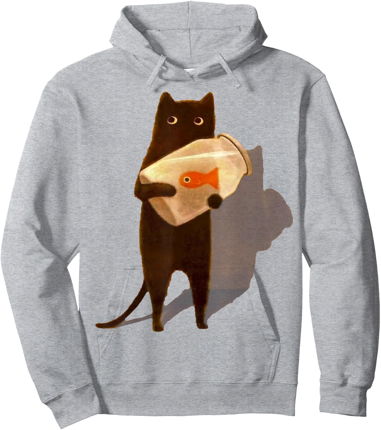 Eagerlys Cat Holding Goldfish Bowl Art Vintage Hoodie - Hoodie | Ash