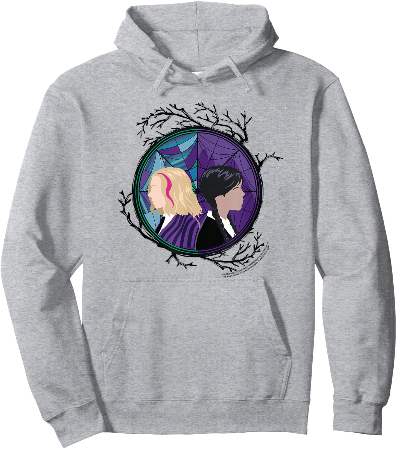Wednesday Enid Stained Glass Spider Web Silhouettes Box Up Hoodie - Hoodie | Ash