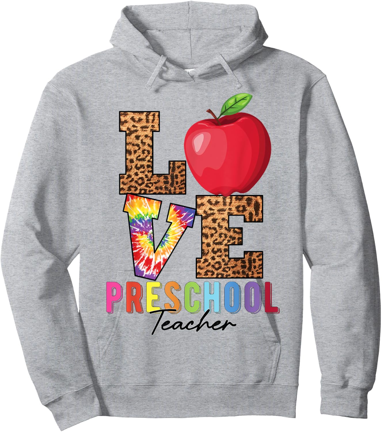 Preschool Teacher Leopard Tie Dye Love Preschool Teacher Women Girls Kids Hoodie - Hoodie | Ash