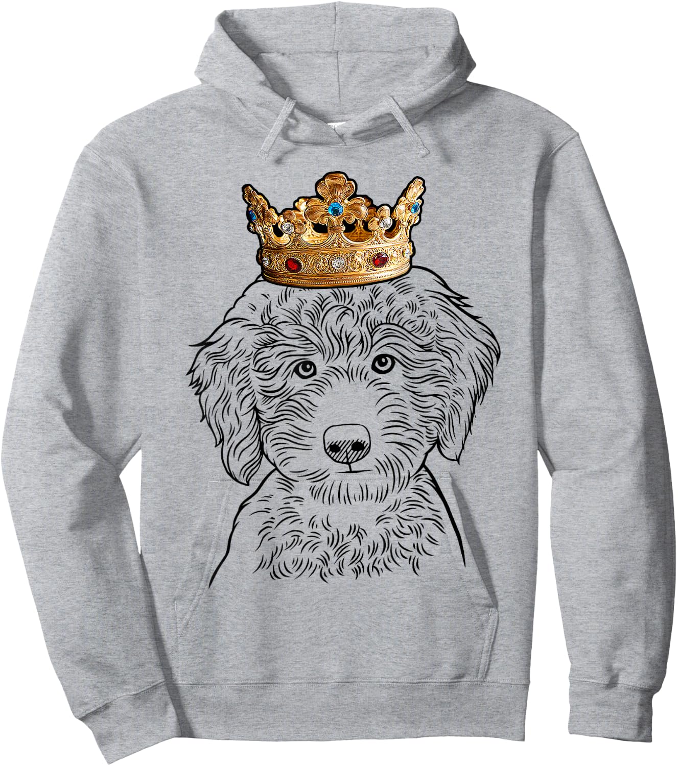 Labradoodle Dog Wearing Crown Hoodie - Hoodie | Ash