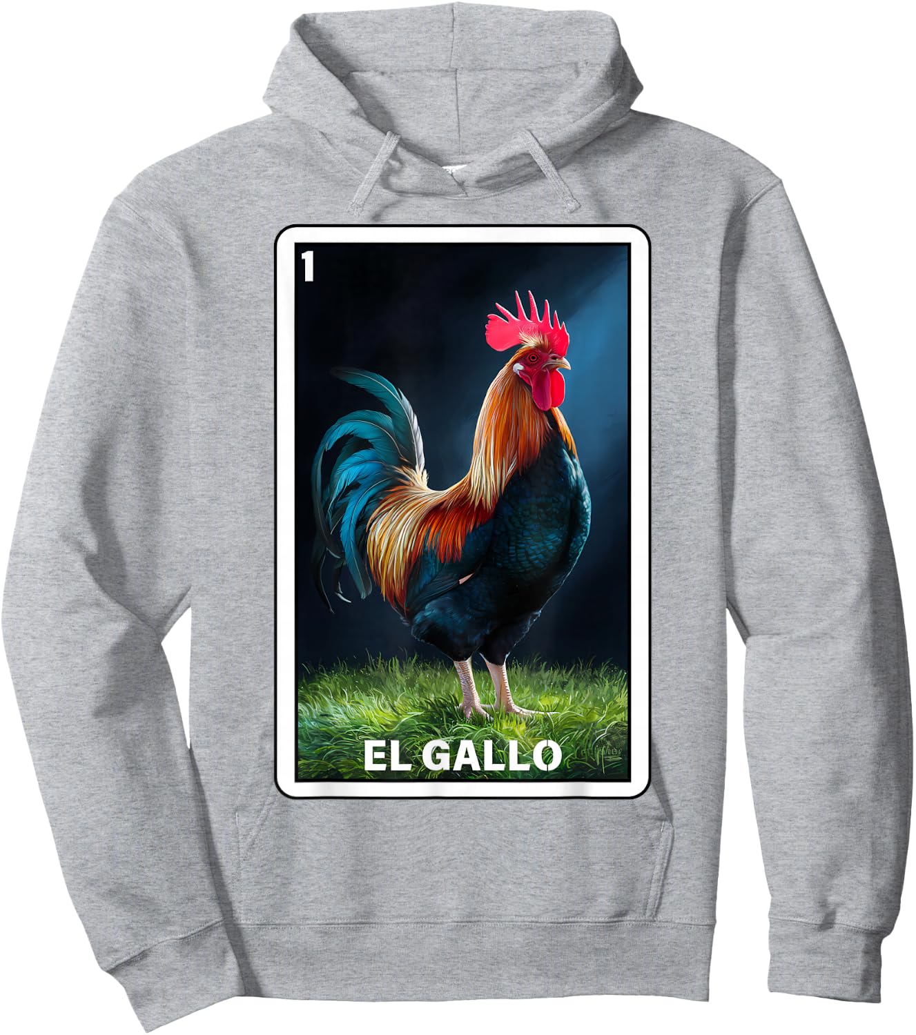 El Gallo Mexican Lottery Bingo Game Traditional Rooster Card Hoodie - Hoodie | Ash