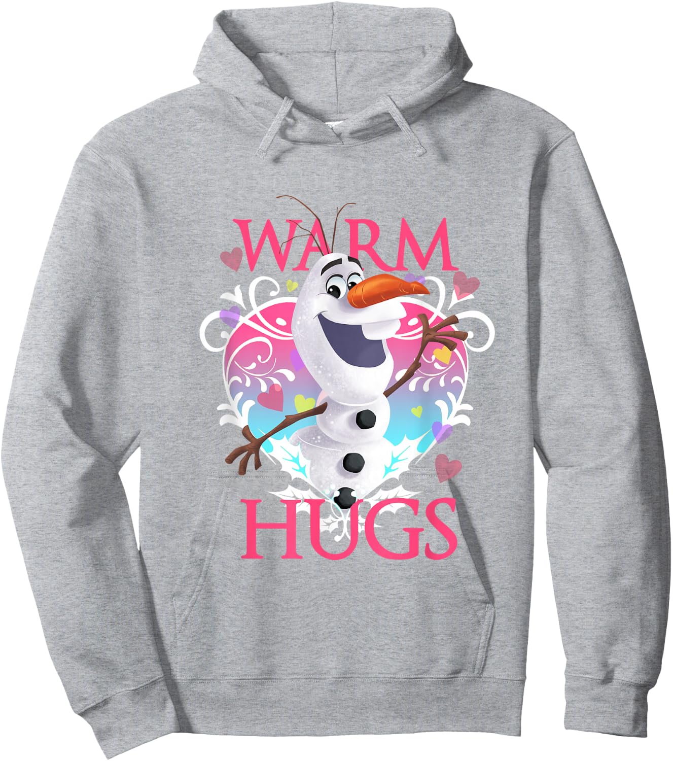 Disney Frozen Warm Hugs Olaf Heart Shaped Vintage Portrait Hoodie - Hoodie | Ash