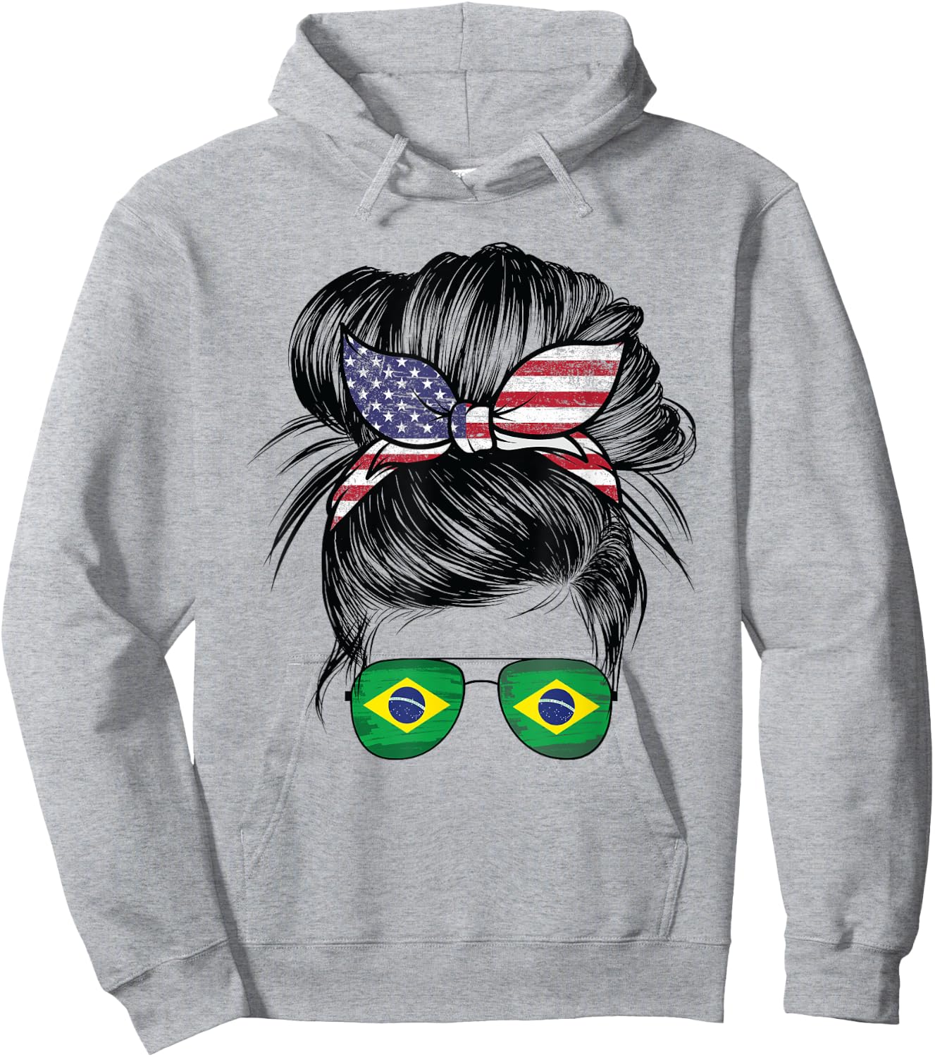 Half American Half Brazilian Girl USA Brazil Flag Patriot Hoodie - Hoodie | Ash