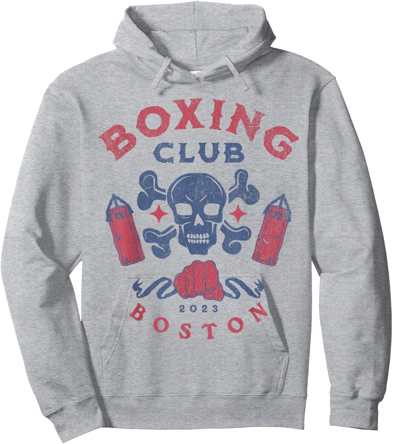Boxing Club Boston Skull Hoodie - Hoodie | Ash