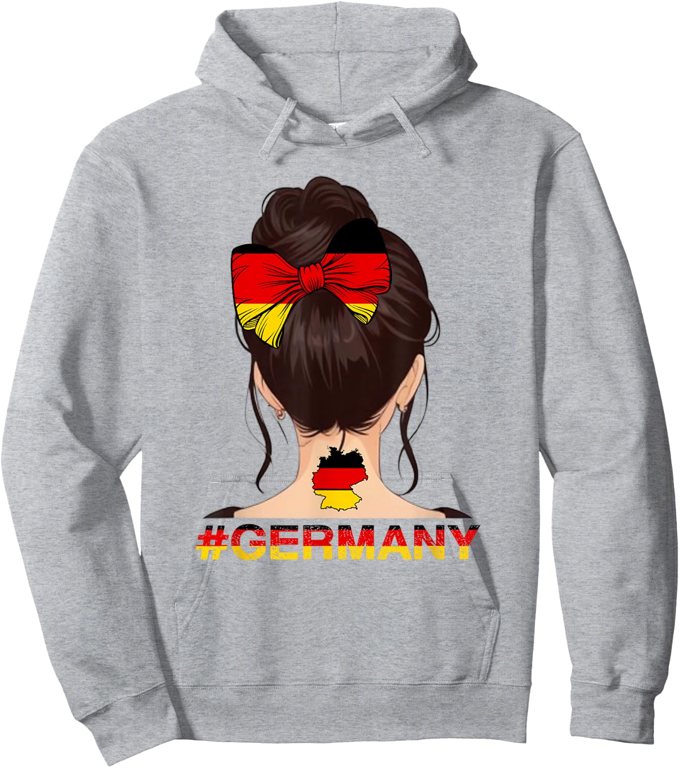 Deutsches Mädchen - Messy Bun mit Deutschland-Flagge Hoodie - Hoodie | Ash